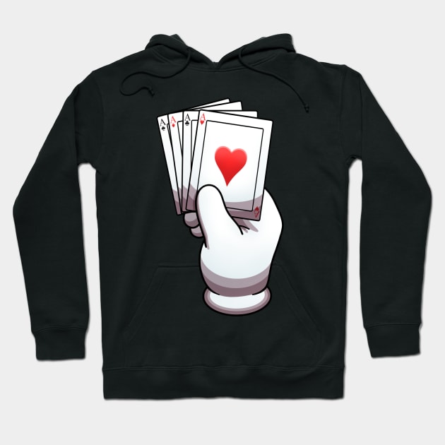 Cartoon Hand With Glove Holding Pack Of Cards Hoodie by TheMaskedTooner